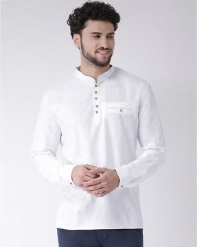 side pocket full sleeves short kurta