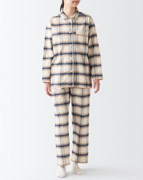 side seamless flannel pyjamas set