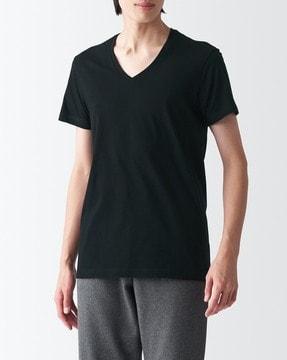 side seamless jersey v-neck t-shirt