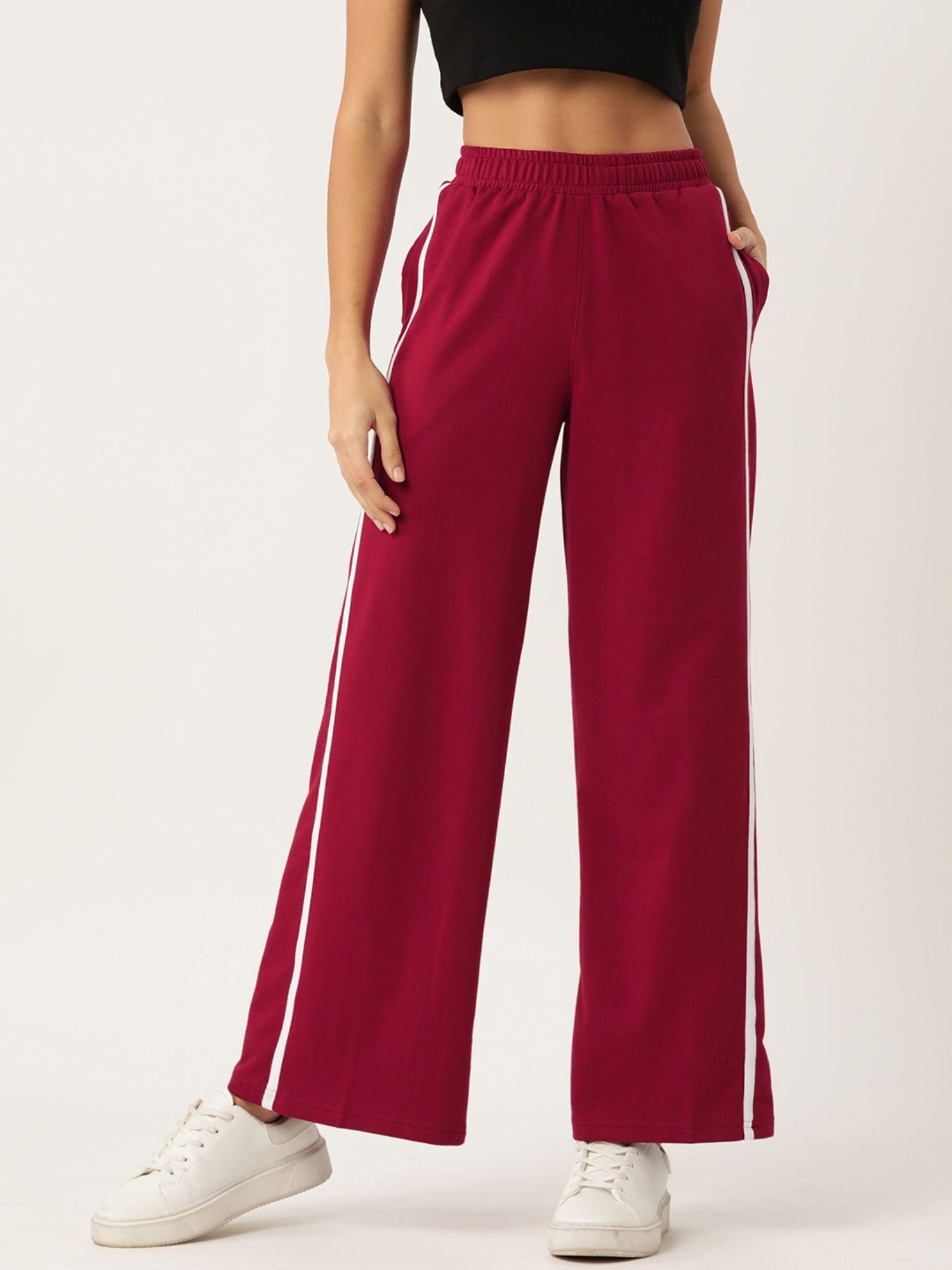 side striped flared maroon sweatpant