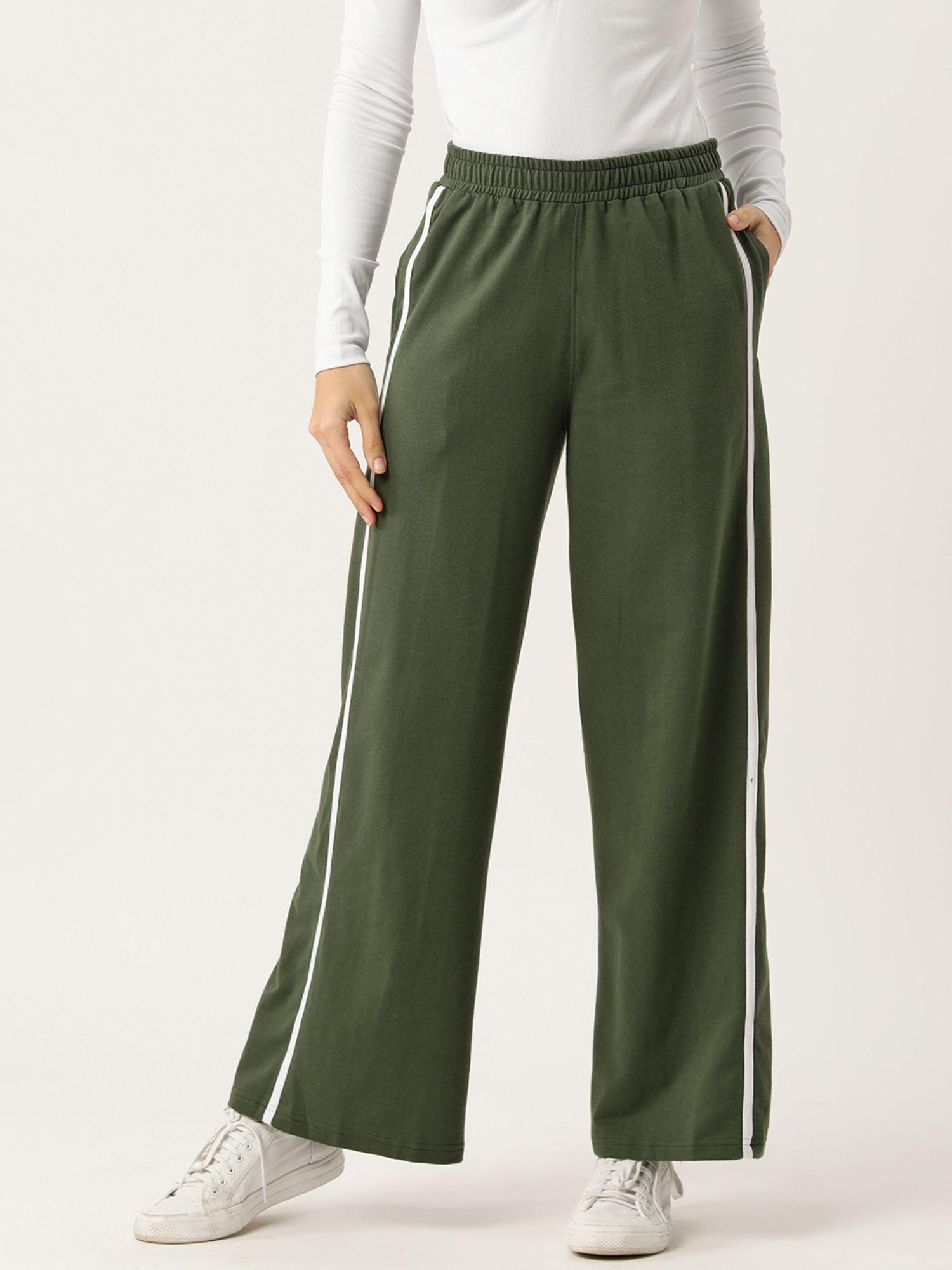 side striped flared olive sweatpant