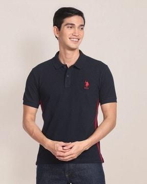 side striped slim fit polo t-shirt