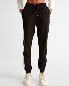 side striped track pants with drawstring fastening