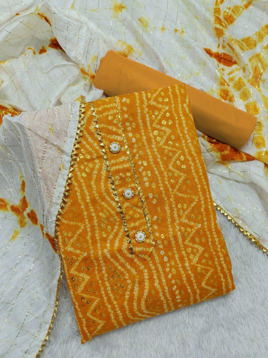 sidhidata bandhani printed gotta patti detail unstitched dress material
