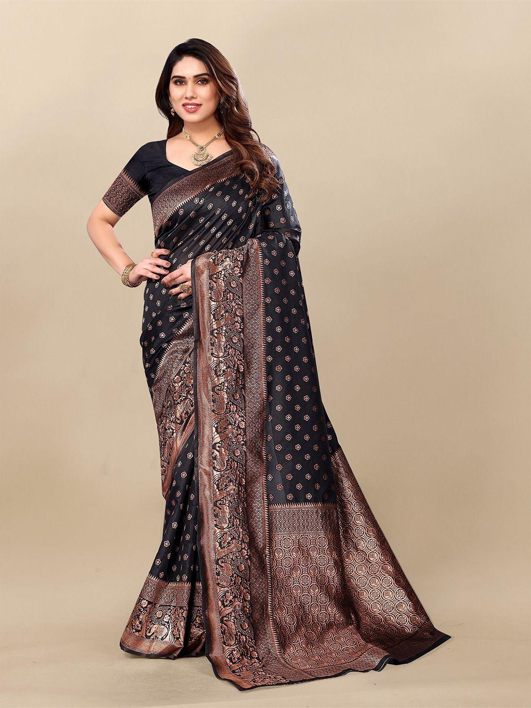 sidhidata black embellished zari silk blend designer banarasi saree