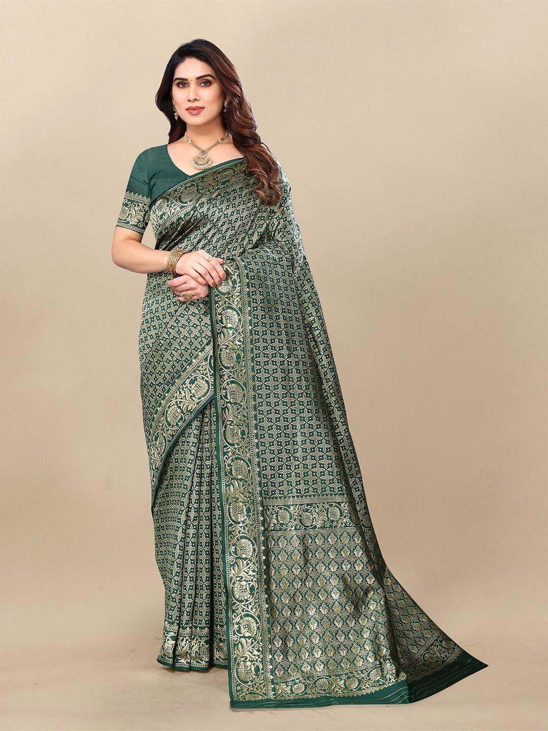 sidhidata green embellished zari silk blend designer banarasi saree