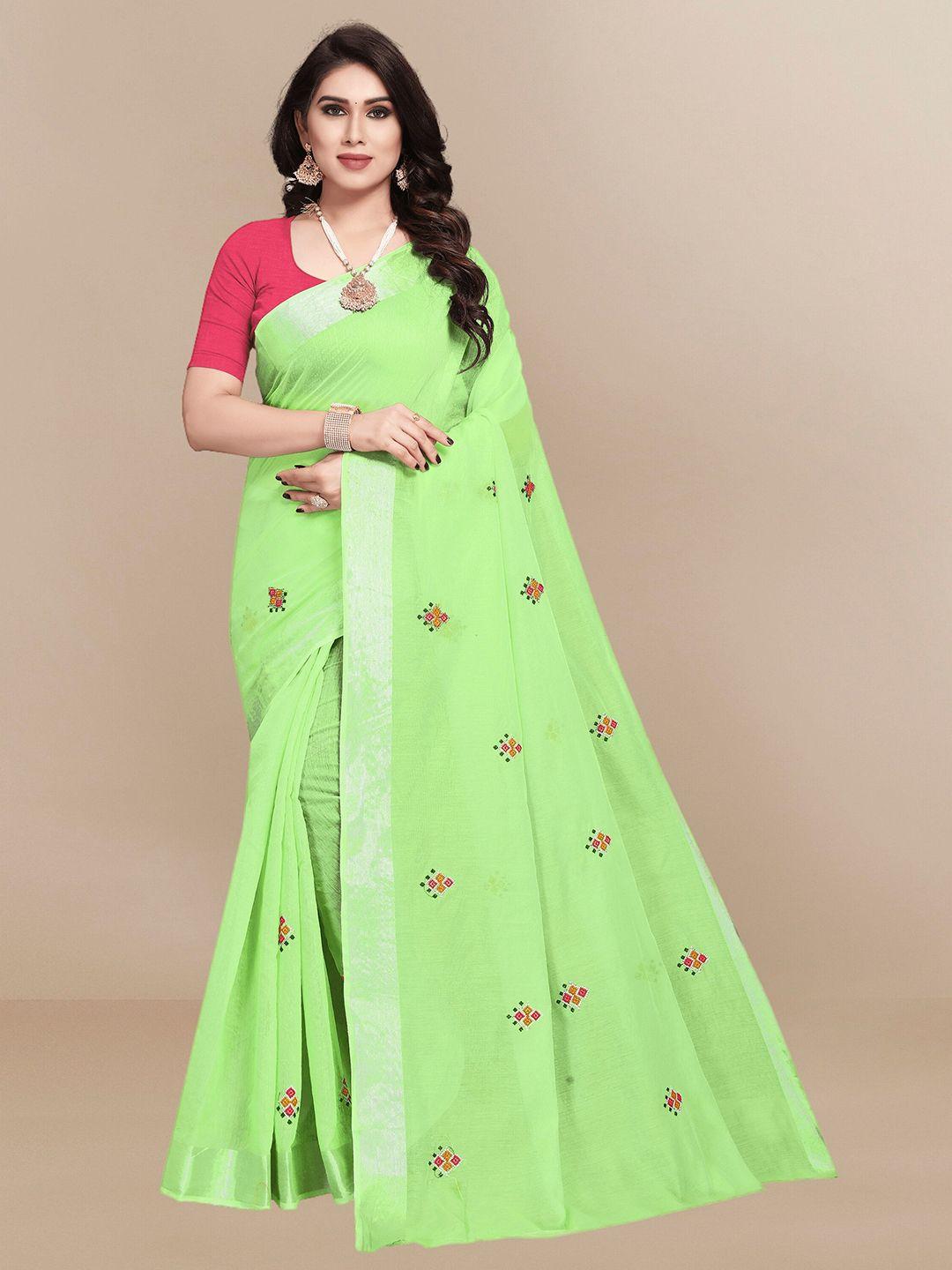 sidhidata lime ethnic motifs embroidered chanderi saree