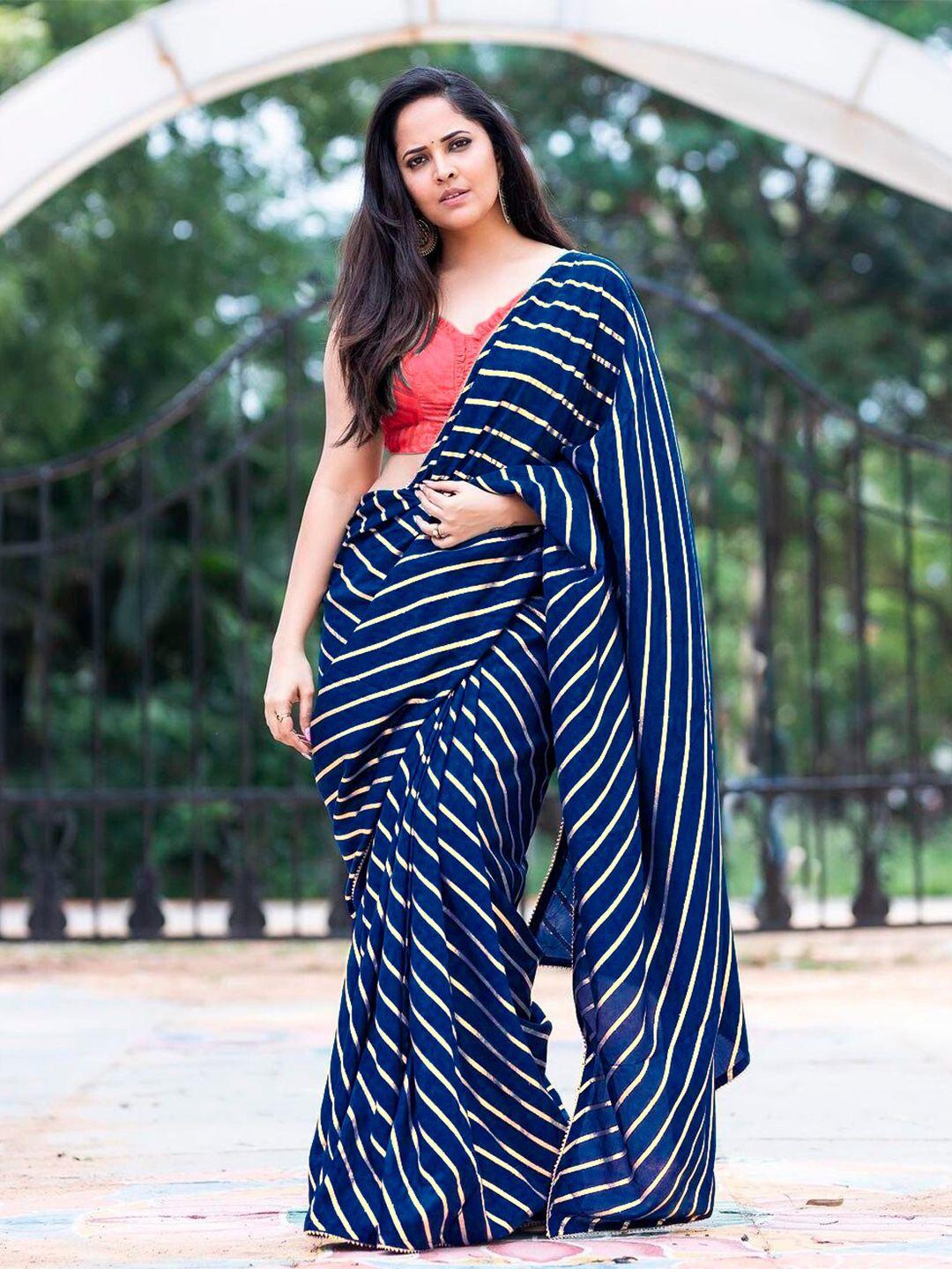 sidhidata navy blue leheriya gotta patti designer leheriya saree