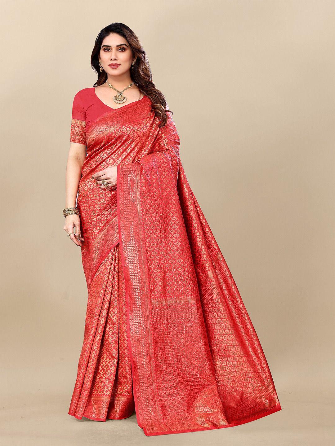 sidhidata red embellished zari silk blend designer banarasi saree