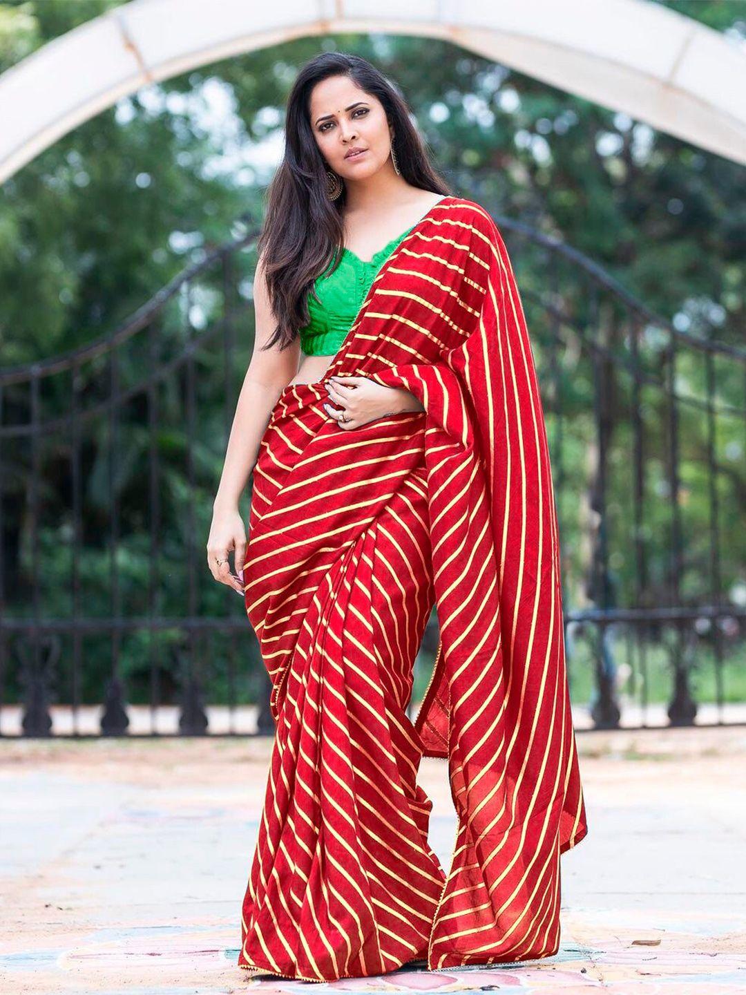 sidhidata red leheriya gotta patti designer leheriya saree