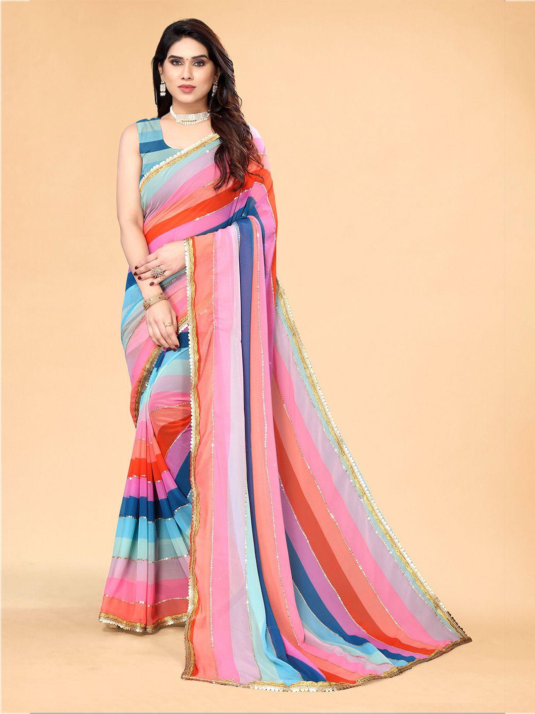 sidhidata striped pure georgette leheriya saree