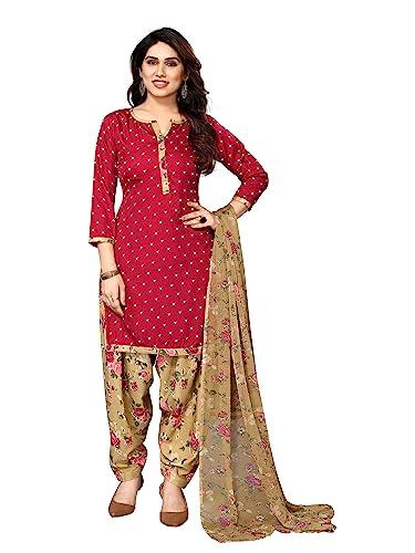 sidhidata women's women's crepe printed patiyala salwar suit dress material suit (dm triangle red_red_unstitched)