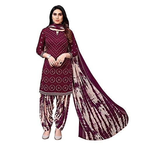 sidhidata women's women's crepe printed patiyala salwar suit dress material suit (dm walll wiinee_wine_unstitched)