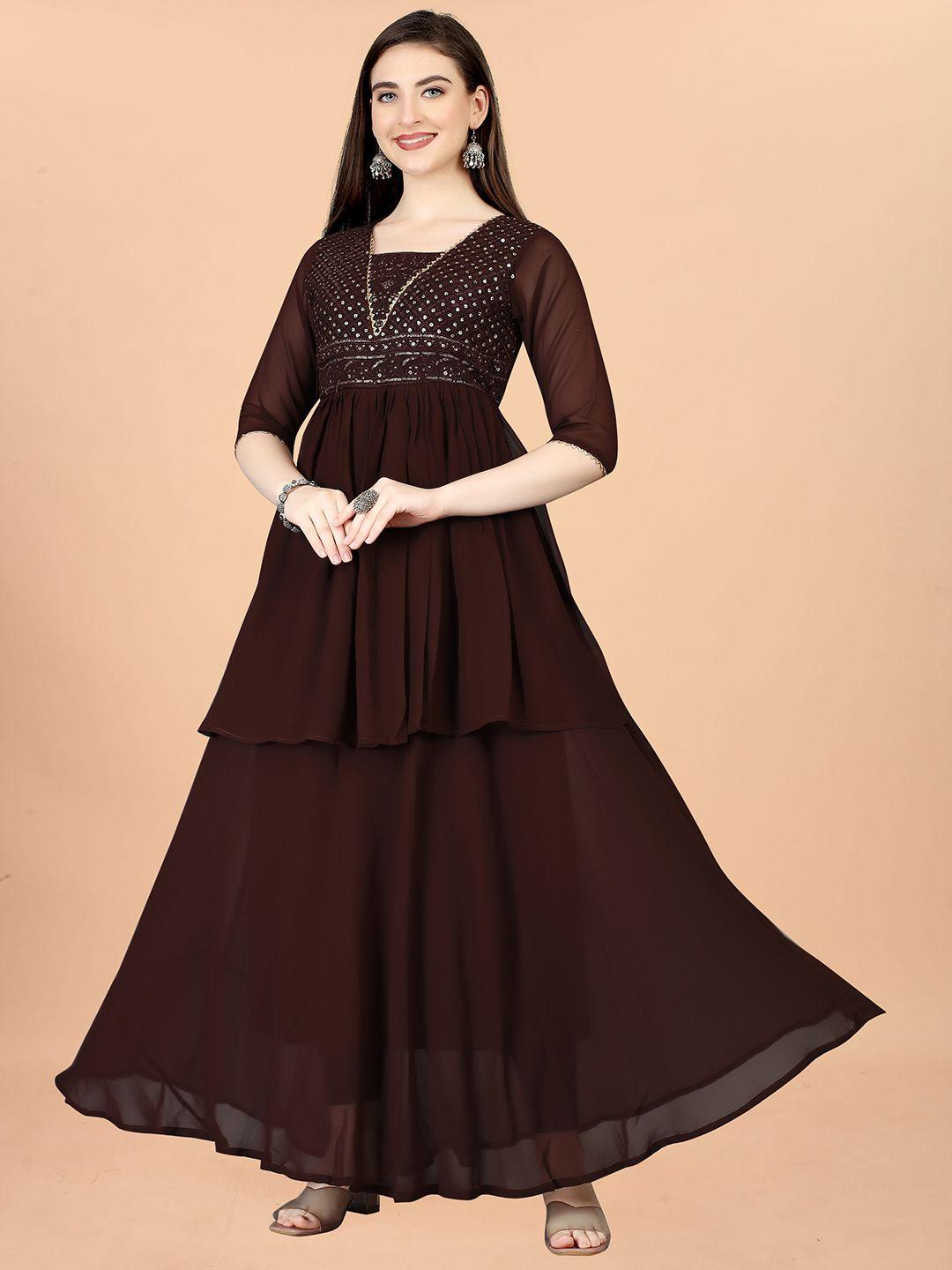 sidyal embellished georgette maxi dress