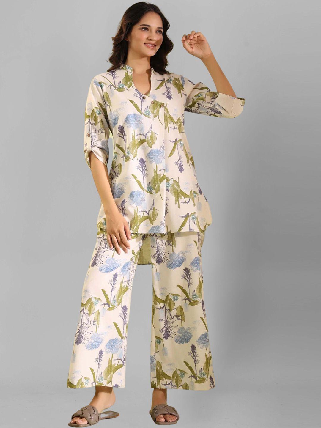 sidyal floral printed top with straight trousers