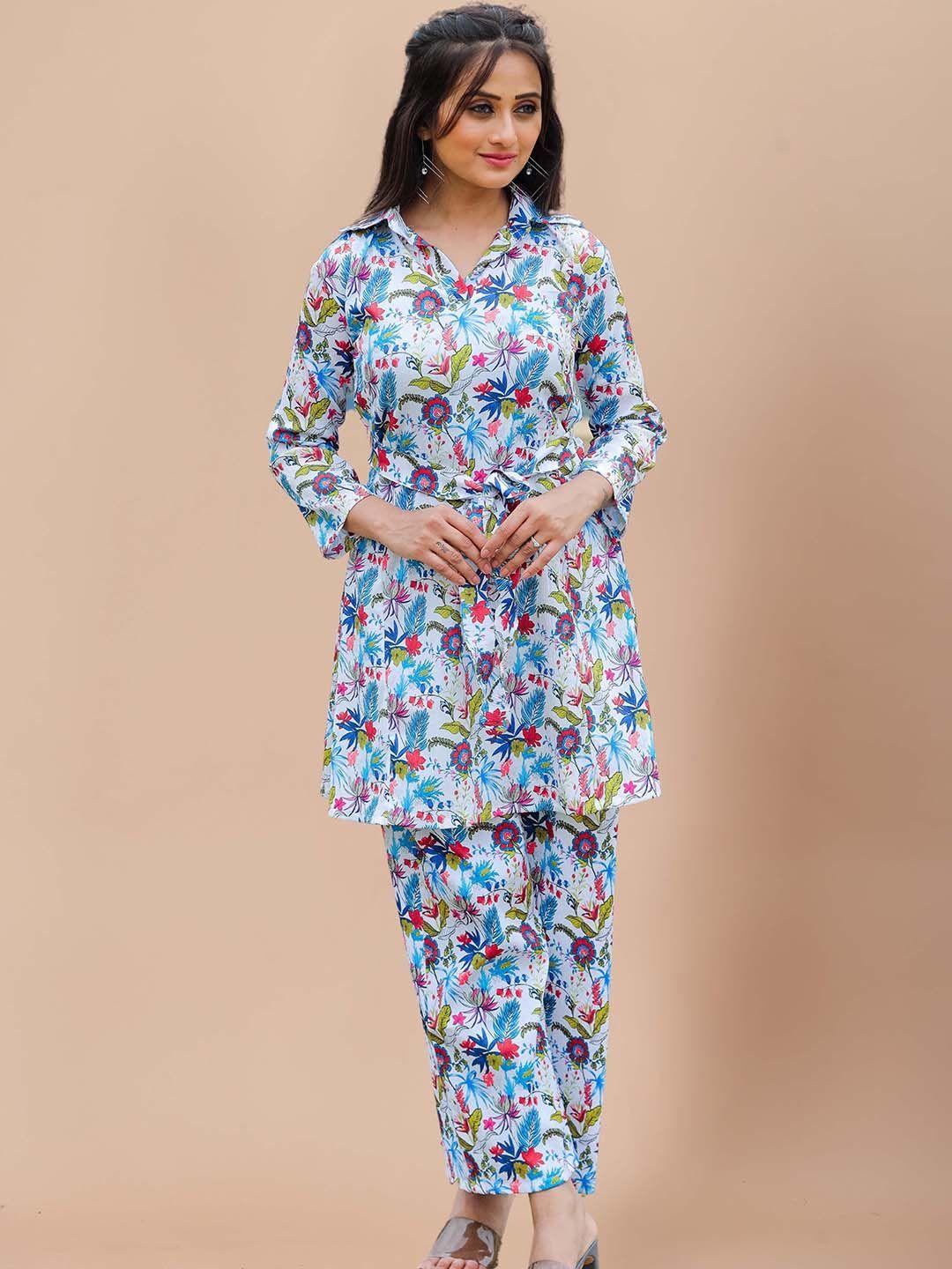 sidyal floral printed top with straight trousers