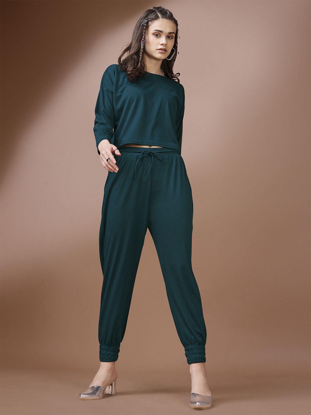 sidyal knitted round neck top & joggers co-ord set