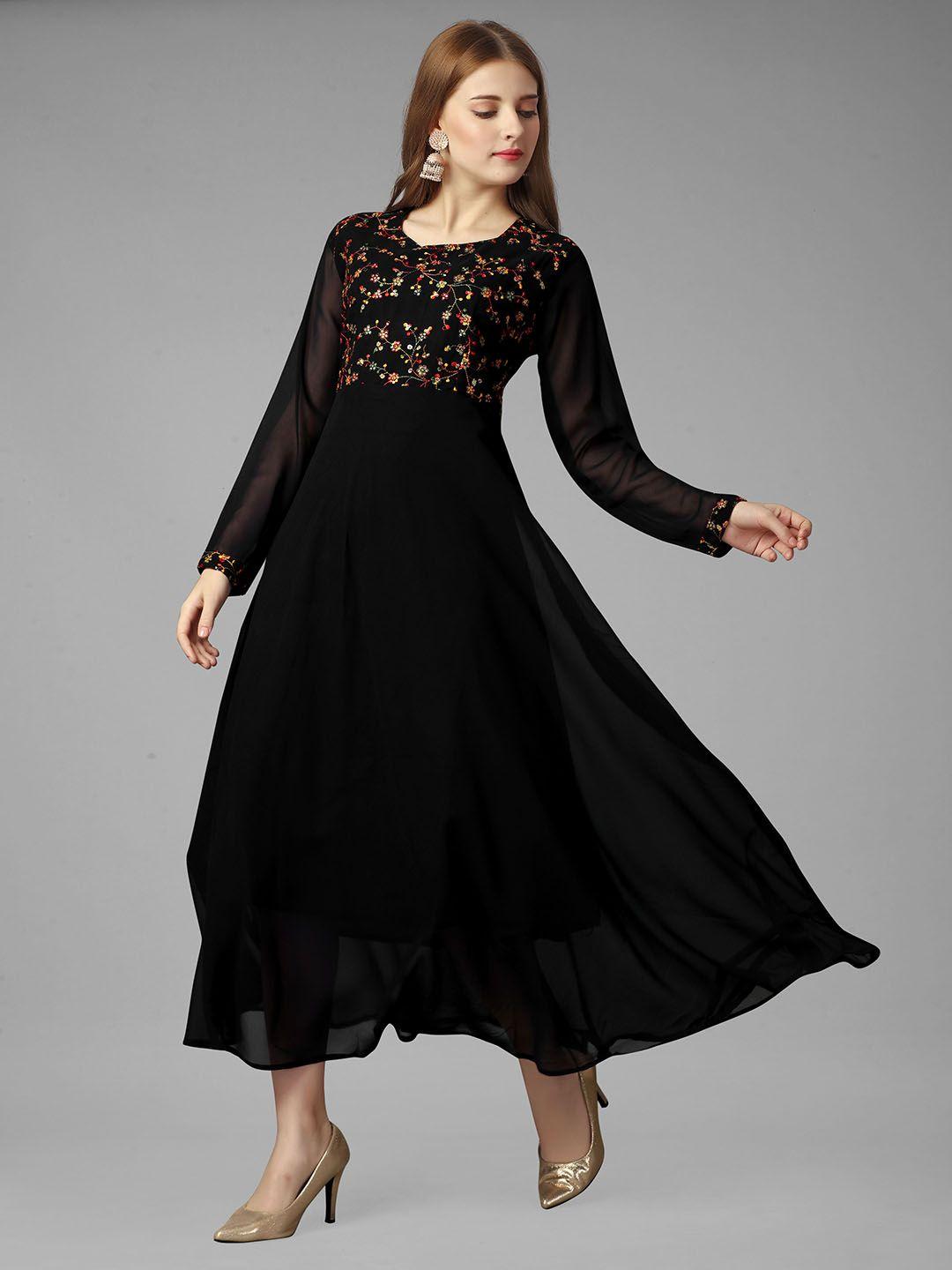 sidyal puff sleeve georgette maxi dress