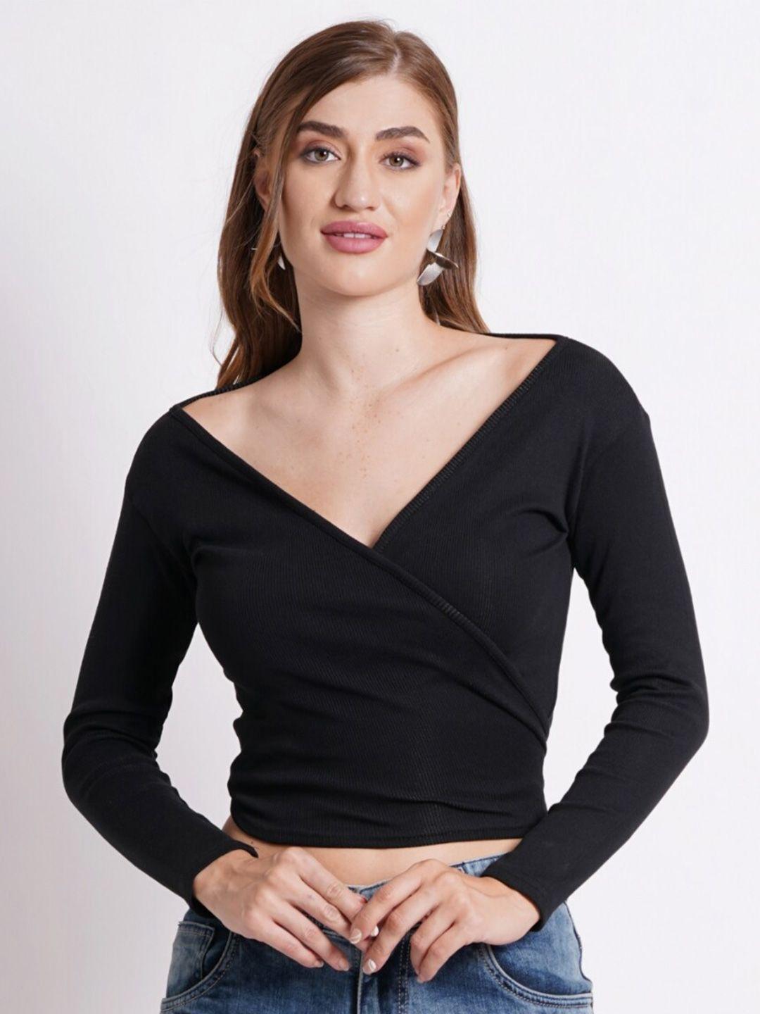 sightbomb long sleeves cotton wrap crop top