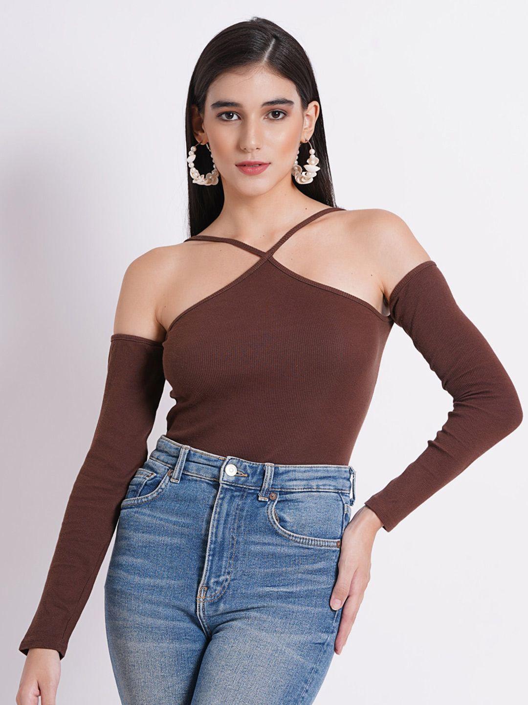 sightbomb halter neck fitted cotton top