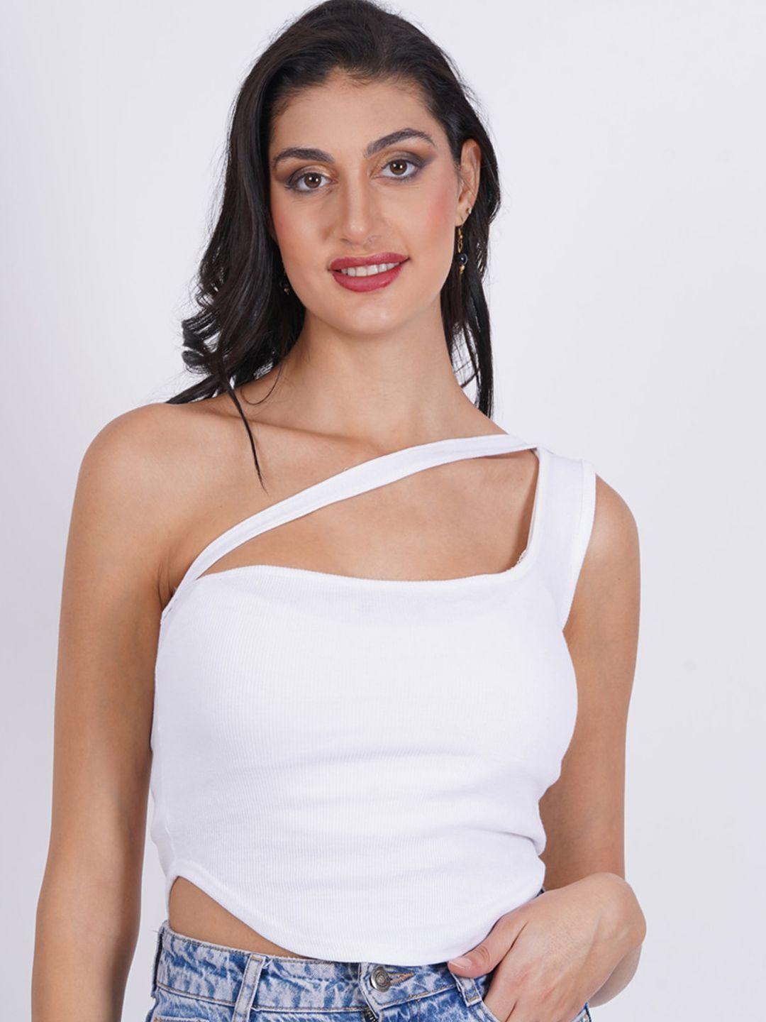 sightbomb one shoulder fitted crop top