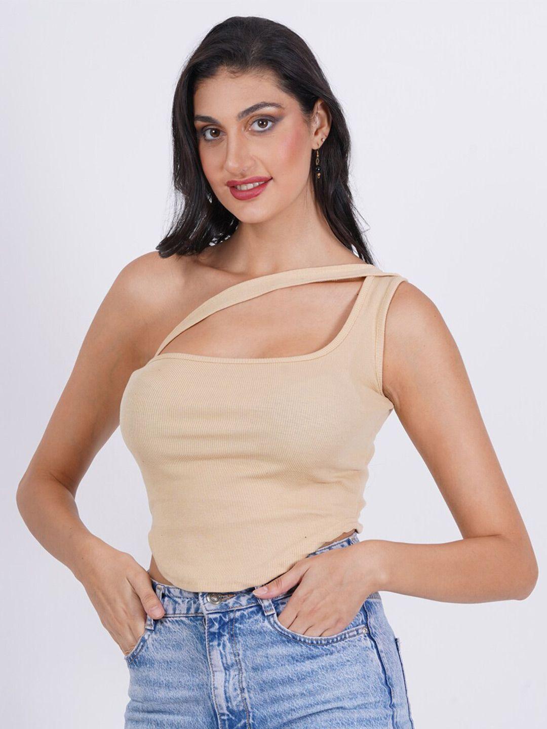 sightbomb one shoulder fitted crop top