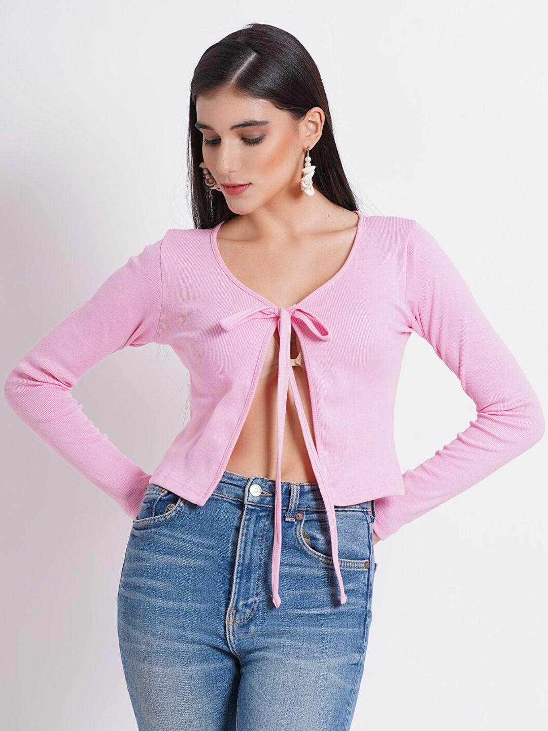 sightbomb ribbed tie-up neck cotton crop top