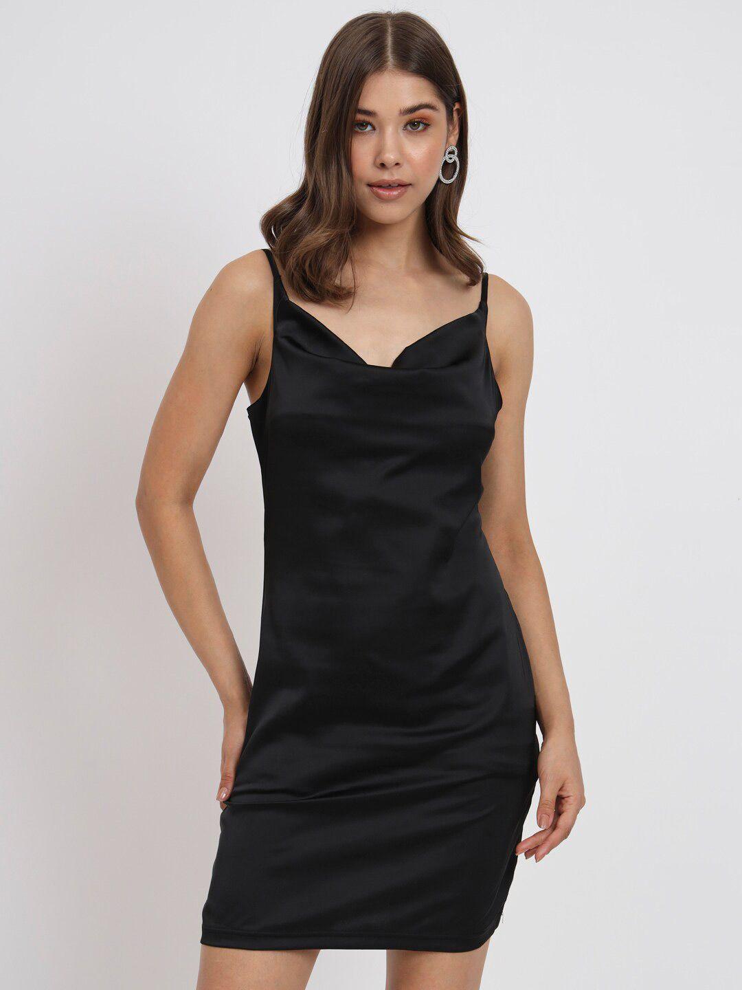 sightbomb shoulder strapped satin sheath dress