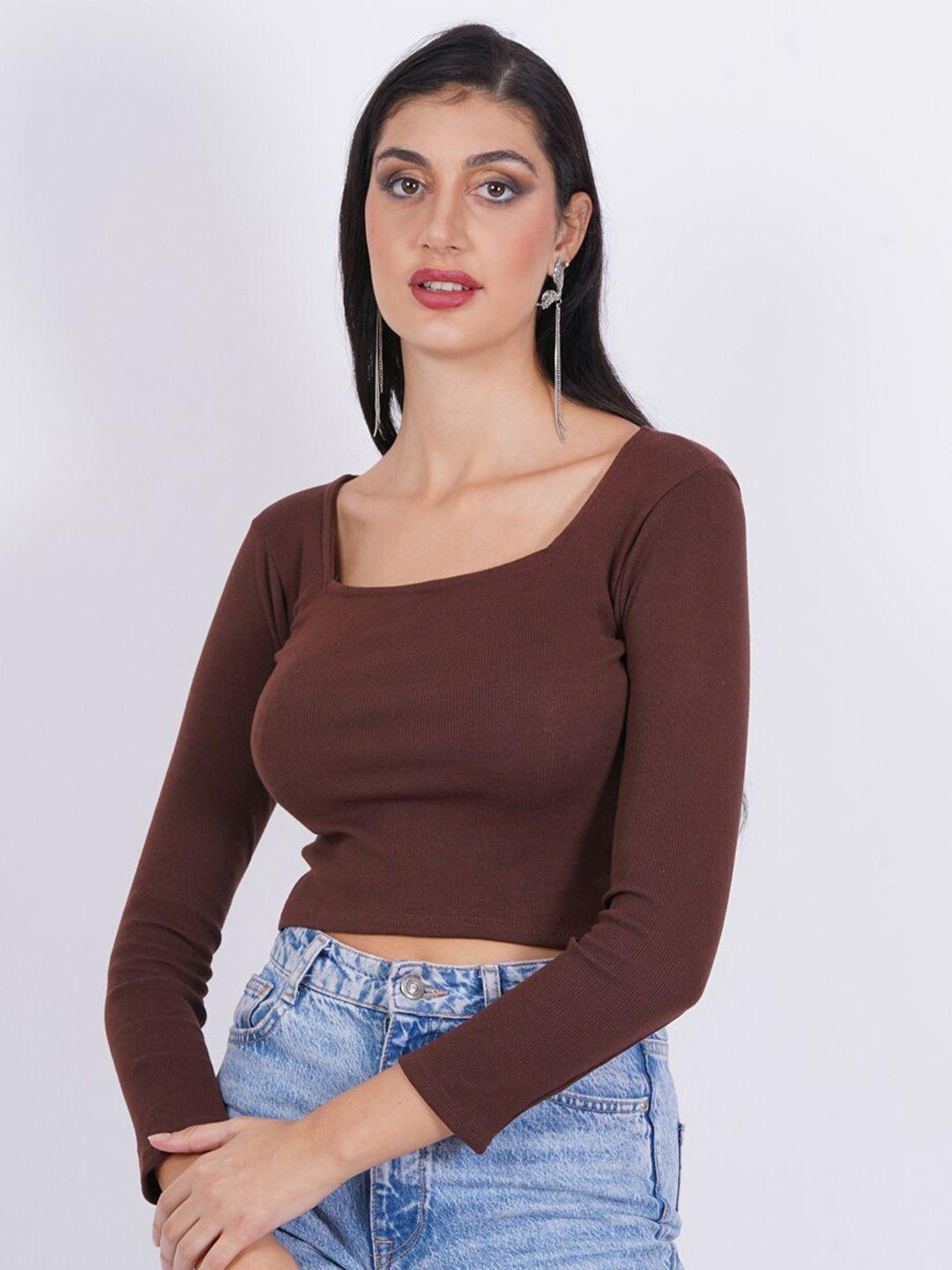sightbomb square neck cotton fitted crop top