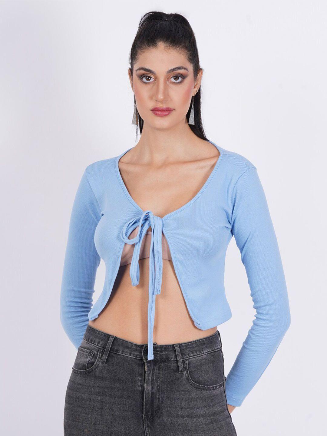 sightbomb v-neck tie-up detail crop top