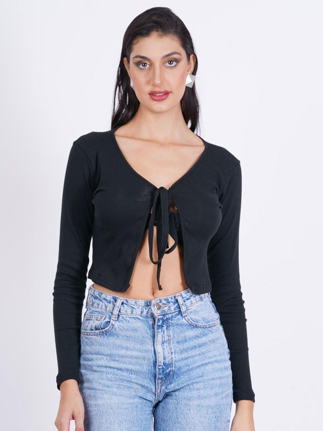 sightbomb v-neck tie-up detail crop top