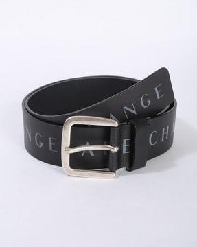 signature branded belt with buckle closure