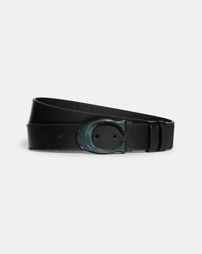 signature inlay buckle cut-to-size reversible belt
