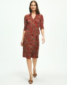 signature print wrap dress