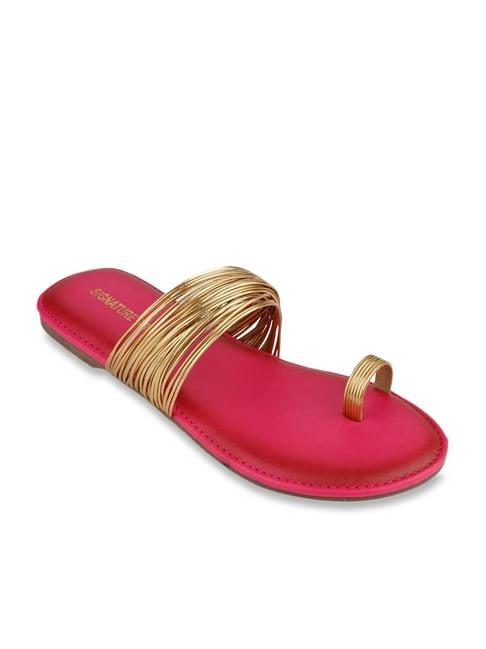 signature sole women's gold toe ring sandals