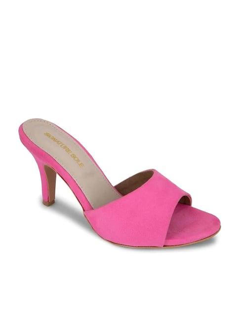 signature sole women's neon pink casual sandals