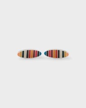 signature stripe weave cufflinks