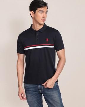 signature striped cotton polo t-shirt