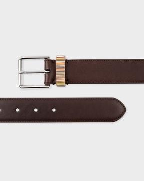 signature striped keeper leather belt