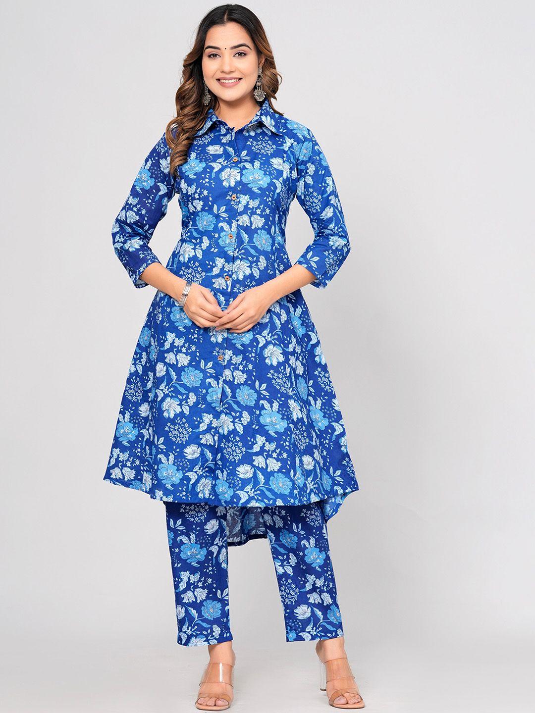 sijopa women floral printed regular kurta with trousers