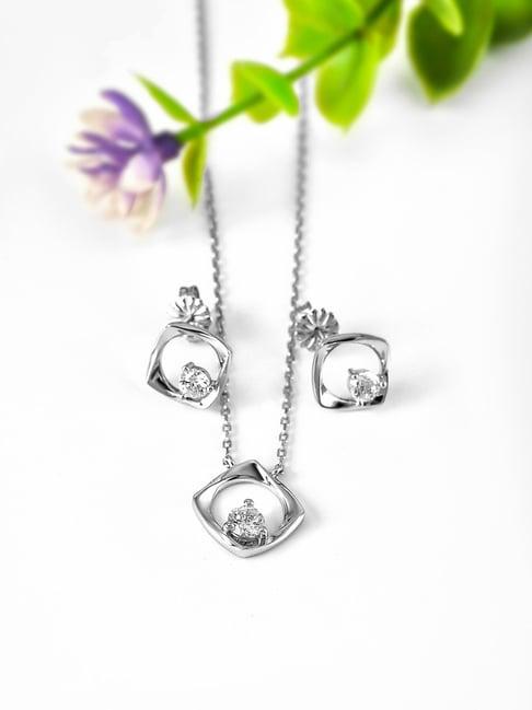 silberry 92.5 sterling silver crystal window necklace set