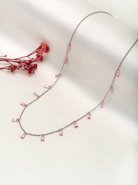 silberry 92.5 sterling silver pink radiant necklace