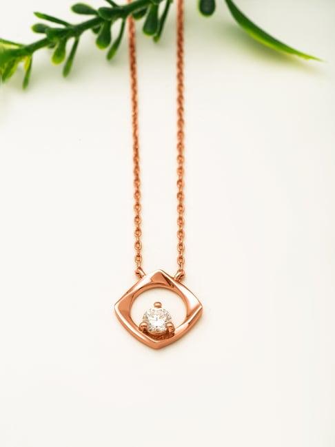 silberry 92.5 sterling silver rose gold crystal window necklace