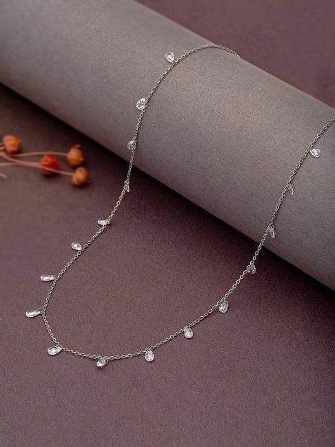 silberry 92.5 sterling silver white crystalized necklace