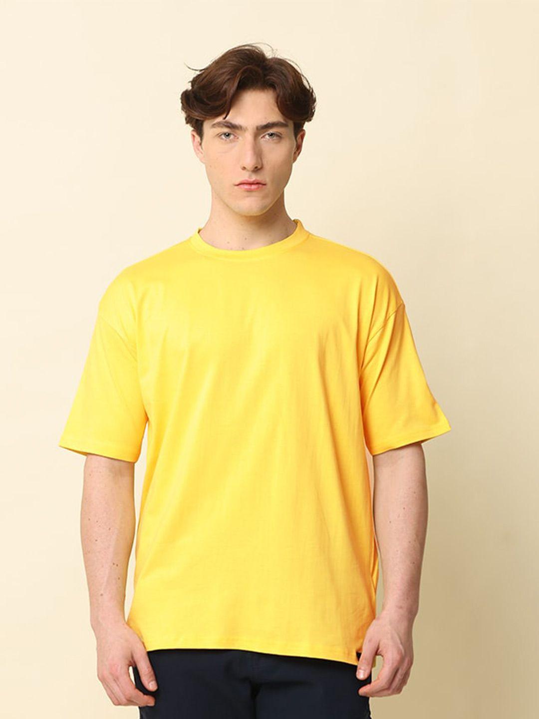 silisoul men yellow drop-shoulder sleeves bio finish t-shirt