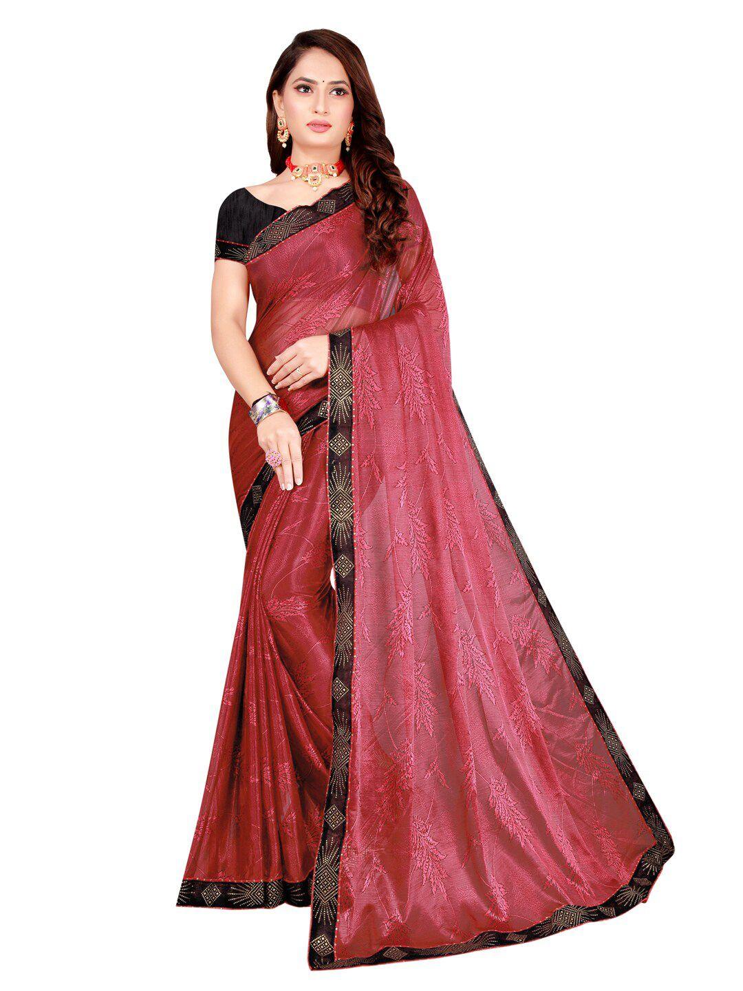 silk bazar maroon & black floral art silk saree