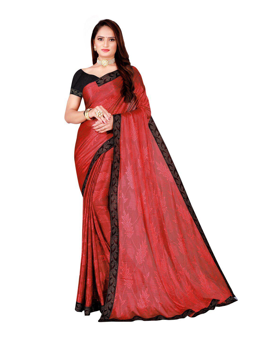 silk bazar maroon & black floral art silk saree