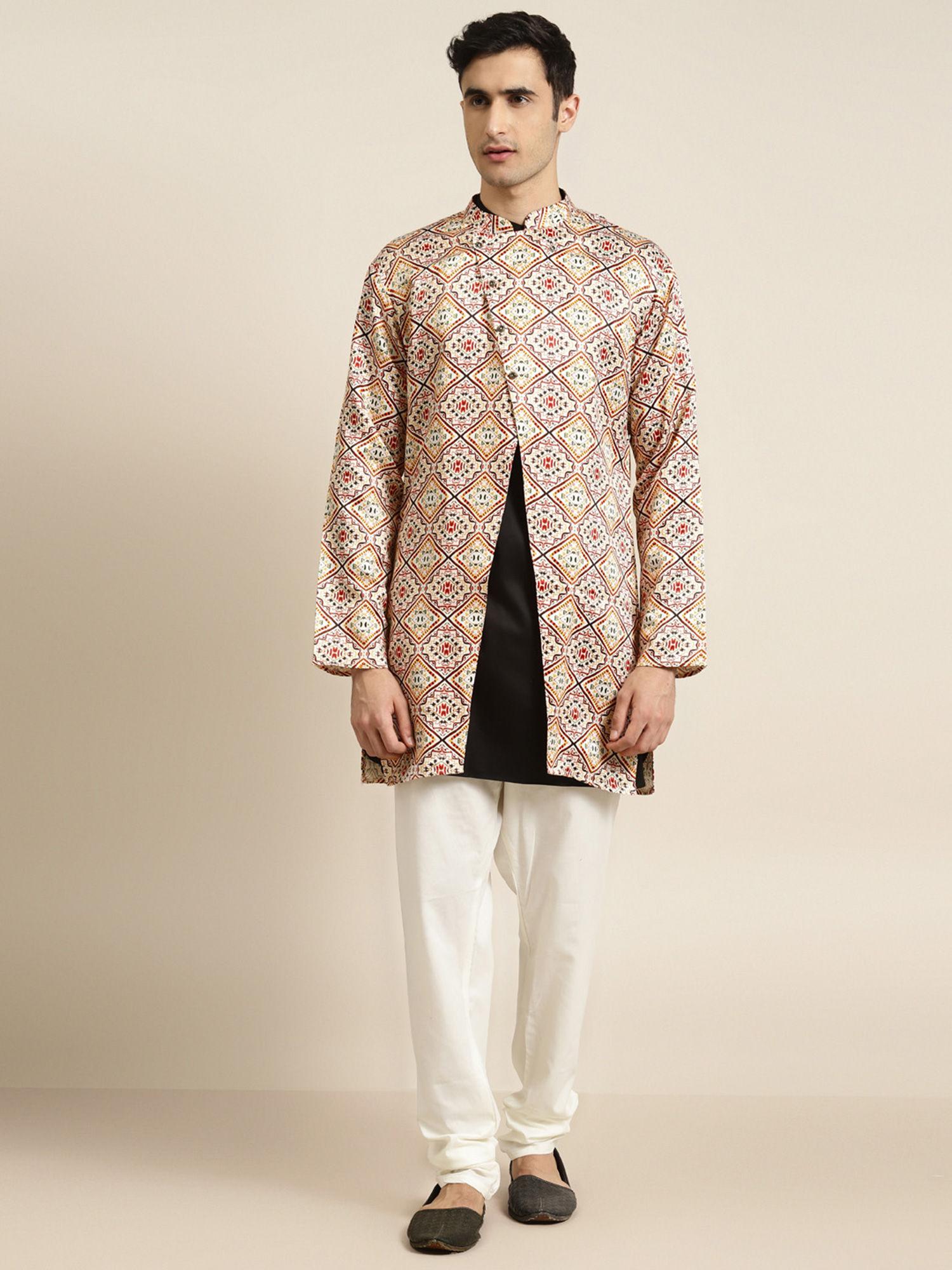 silk blend off white only sherwani jacket