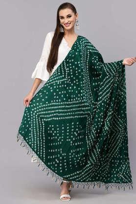 silk blend woven women dupatta - green