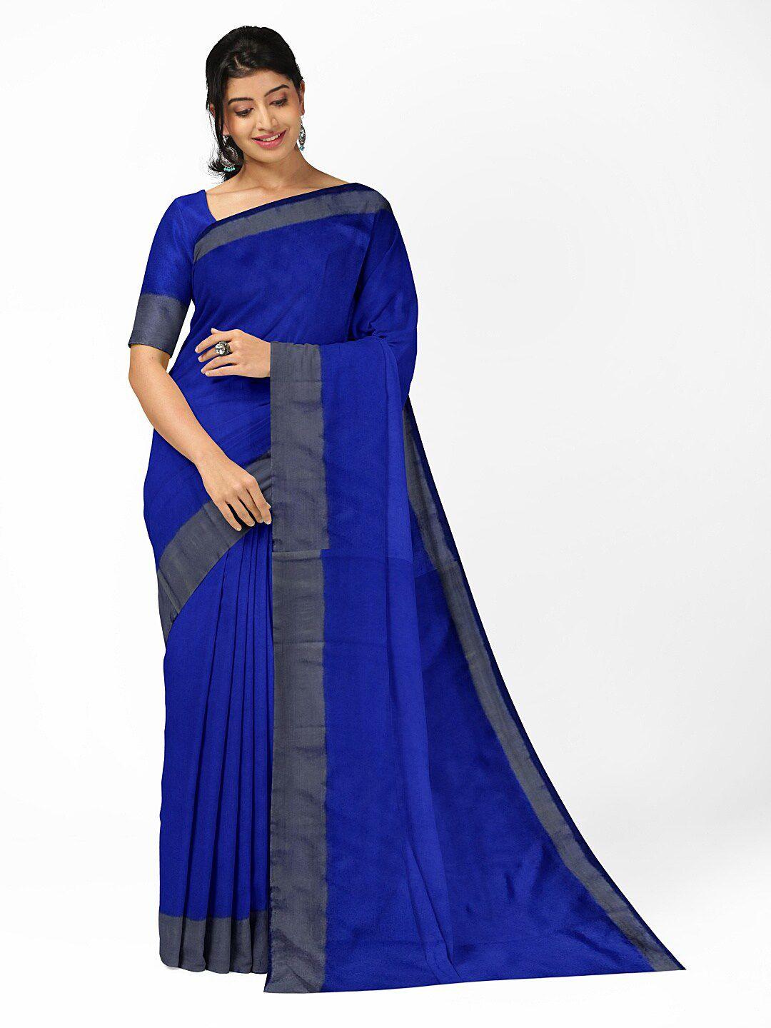 silk bazar blue & grey silk cotton sungudi saree